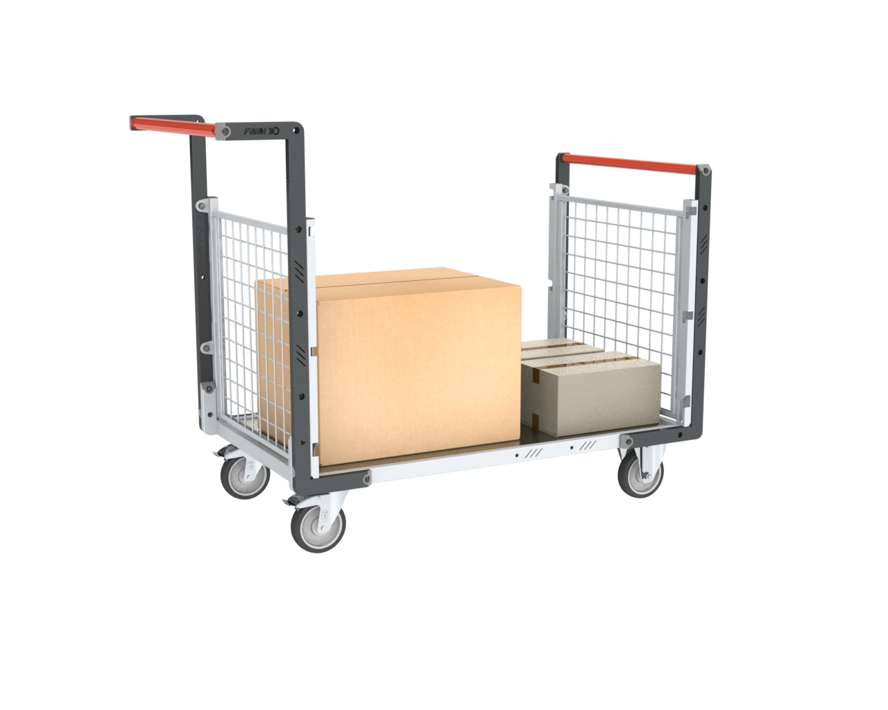 Chariot modulaire grillagé 2 dossiers plateau tôle galva 1000x600 mm 250 kg - FIMM - 806724252