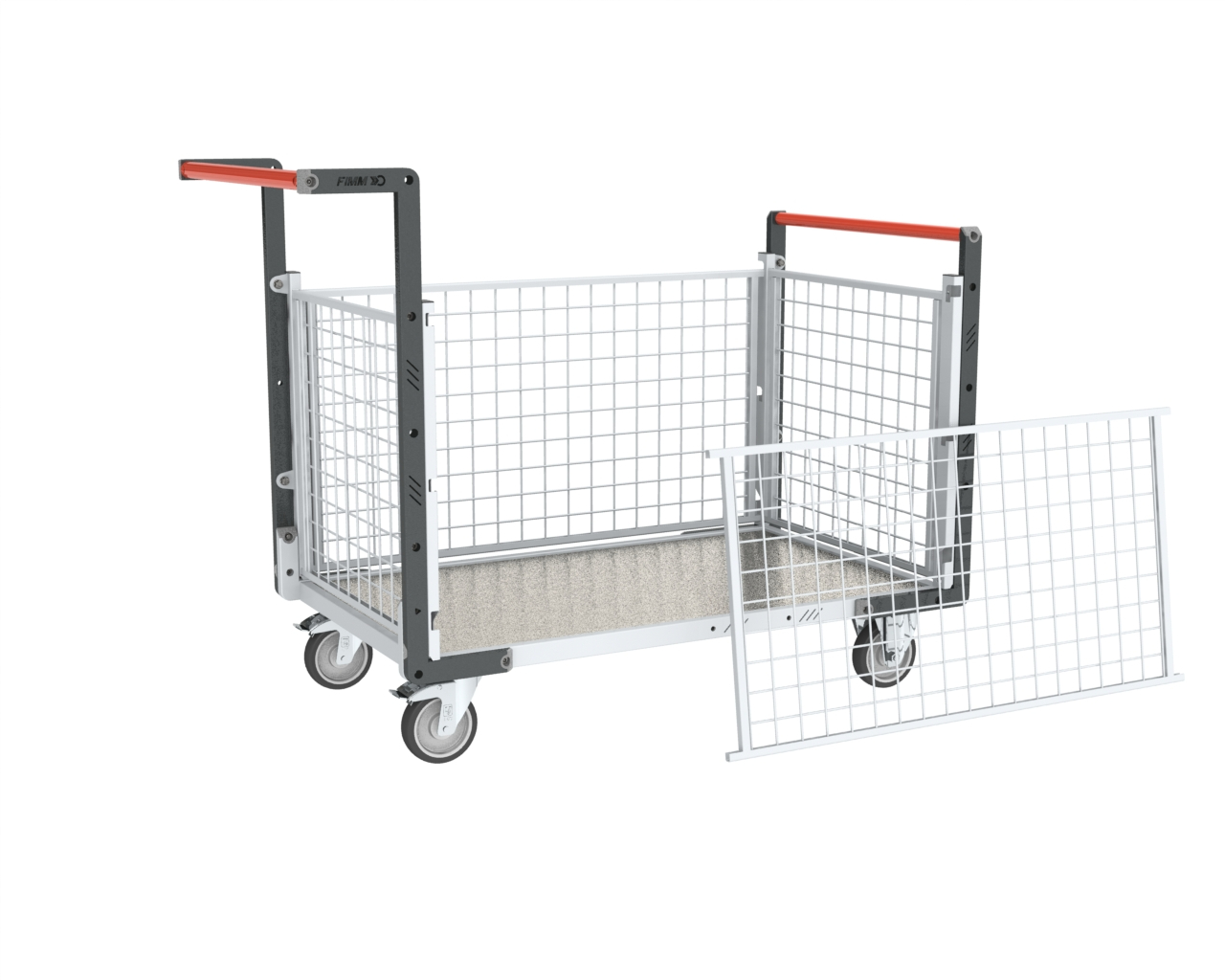 Chariot grillagé 2 dossiers + 2 ridelles plateau 1000x600 mm 250 kg - FIMM - 806724255