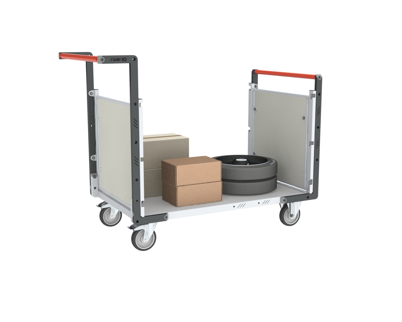 Chariot modulaire alvéolaire 2 dossiers avec plateau 1000x600 mm 250 kg - FIMM - 806724272