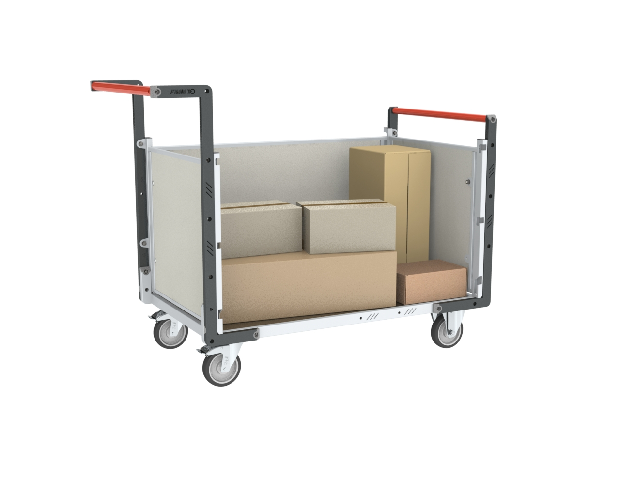 Chariot avec plaque alvéolaire 2 dossiers + 1 ridelle et plateau 1000x600 mm 250 kg - FIMM - 806724284