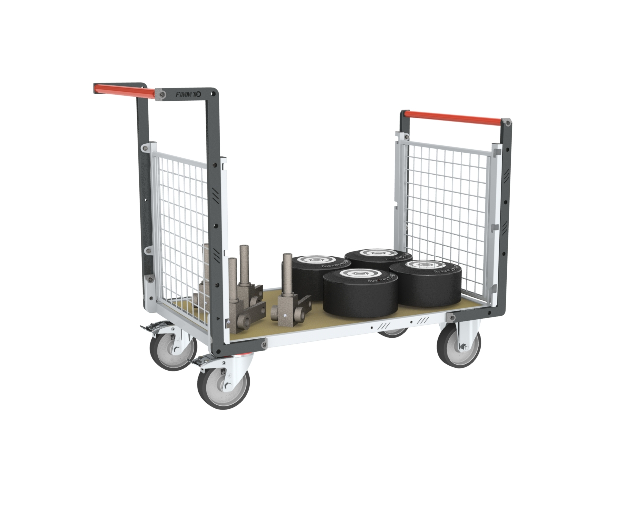 Chariot modulaire grillagé 2 dossiers plateau bois 1000x600 mm 500 kg - FIMM - 806724542