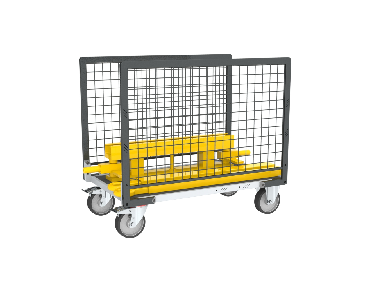 Chariot grillagé avec 2 ridelles et plateau bois avec tapis 1000x600 mm 500 kg - FIMM - 806724563