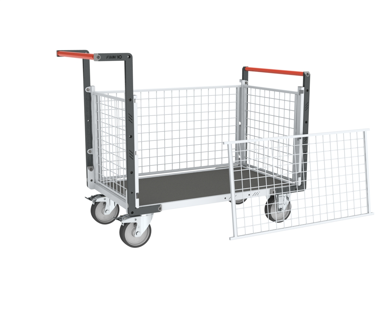 Chariot grillagé avec 2 dossiers + 2 ridelles et plateau 1000x600 mm 500 kg - FIMM - 806724565