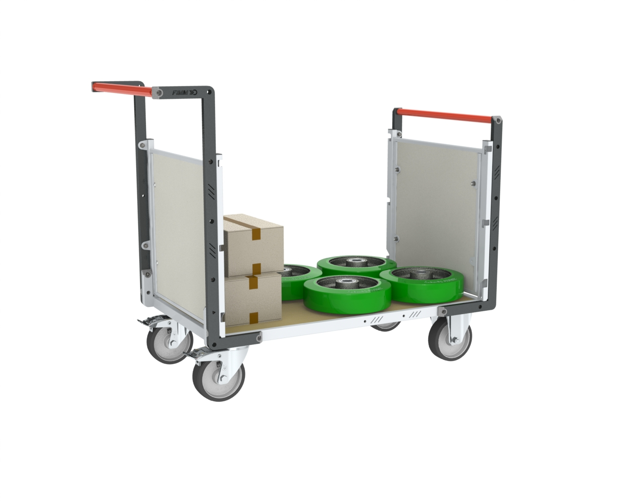 Chariot modulaire - 2 dossiers, plateau bois médium 1000x600 mm 500 kg - FIMM - 806724572