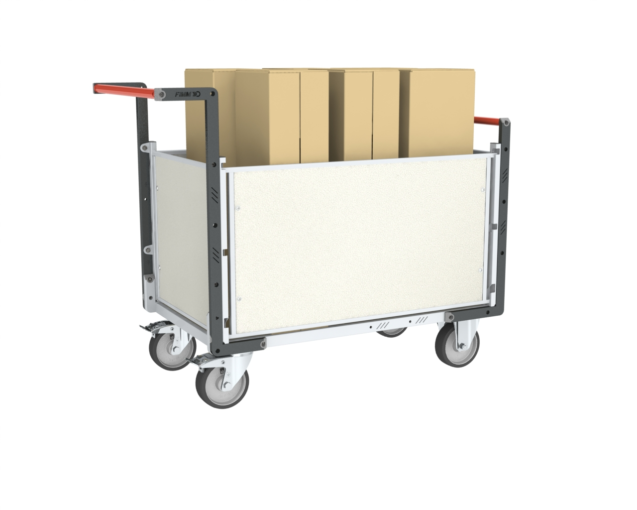 Chariot avec 2 dossiers + 2 ridelles et plateau 1000x600 mm 500 kg - FIMM - 806724575