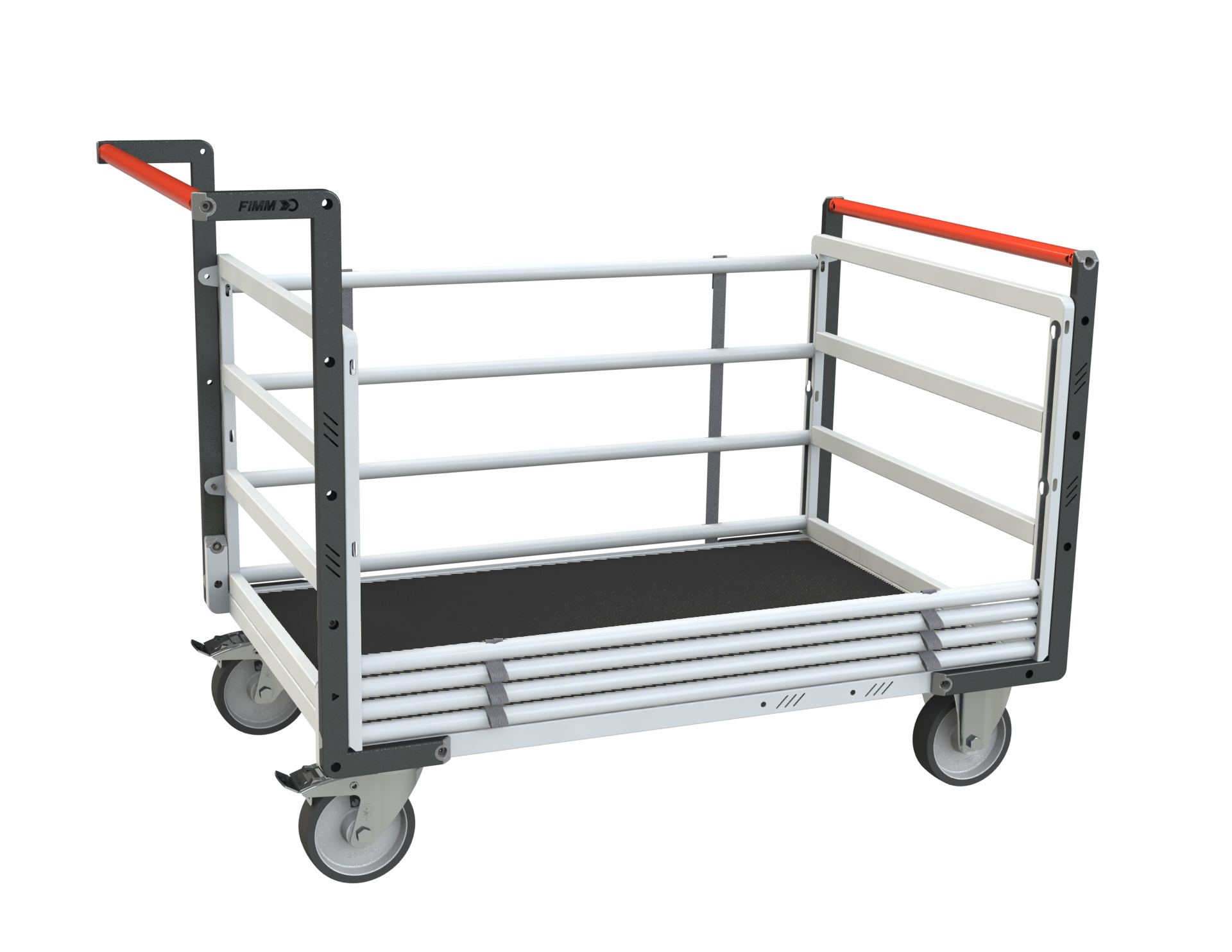 Chariot tube avec 2 dossiers + 2 ridelles et plateau bois 1200x800 mm 500 kg - FIMM - 806724635