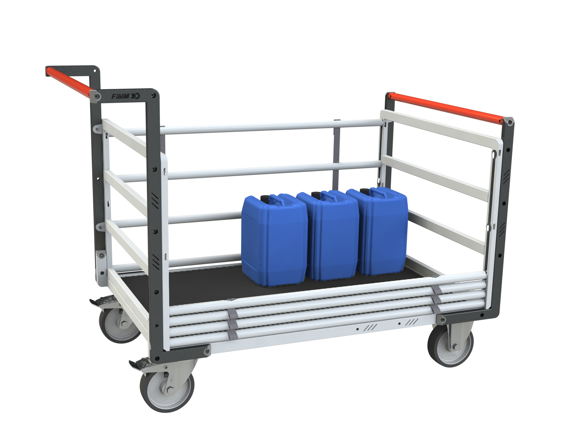 Chariot tube avec 2 dossiers + 2 ridelles et plateau bois 1200x800 mm 500 kg - FIMM - 806724635