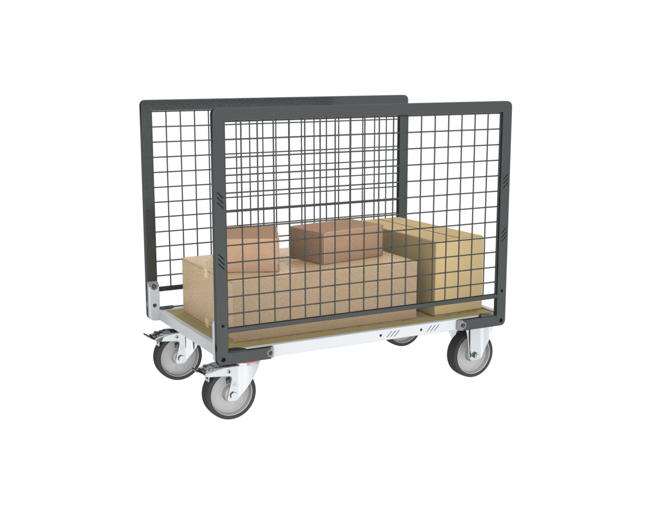 Chariot grillagé avec 2 ridelles et plateau 1200x800 mm 500 kg - FIMM - 806724643