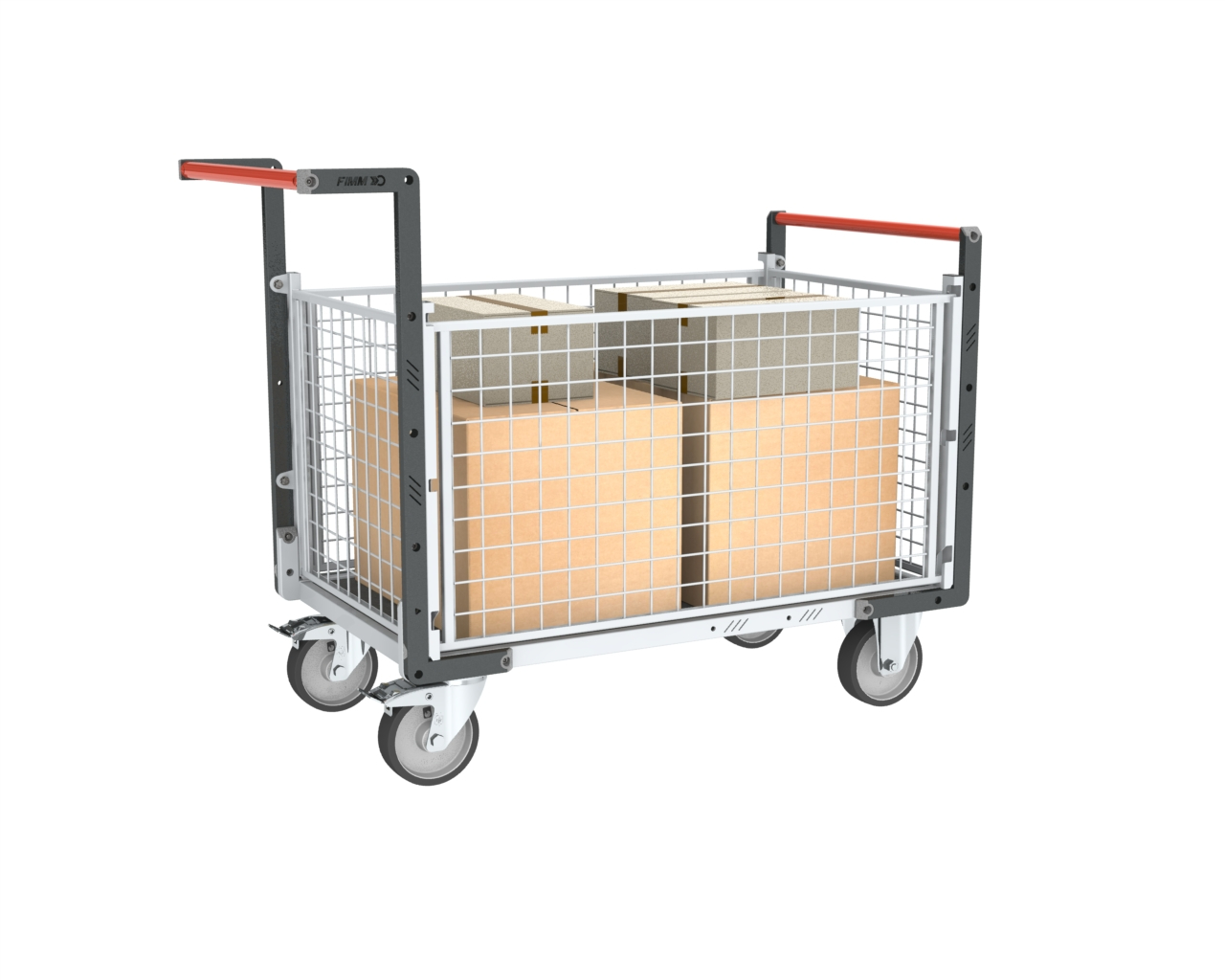 Chariot grillagé 2 dossiers + 2 ridelles et plateau 1200x800 mm 500 kg - FIMM - 806724665