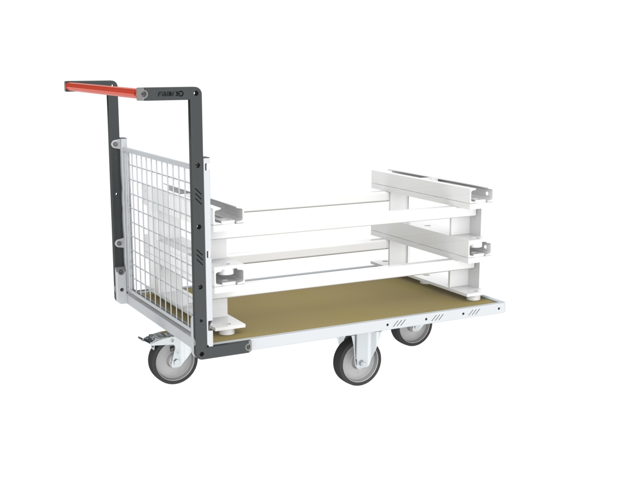 Chariot modulaire grillagé 1 dossier + plateau bois 1200x800 mm 500 kg - FIMM - 806724741