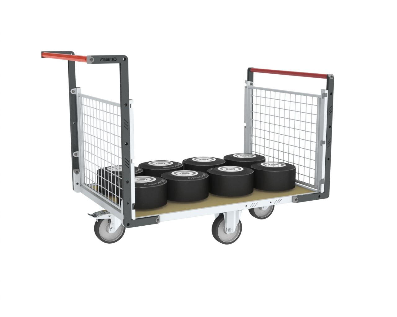 Chariot modulaire grillagé 2 dossiers + plateau bois 1200x800 mm 500 kg - FIMM - 806724742