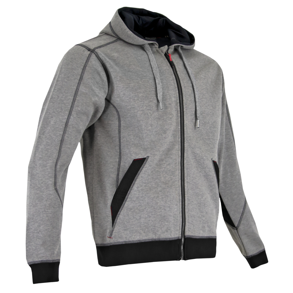 Sweat double capuche full zip : MADRIER GRIS NOIR - LMA LEBEURRE - 8074