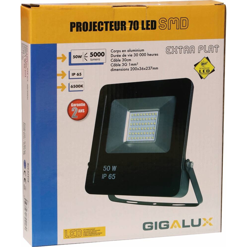 PROJECTEUR LED EXTRA PLAT 50W - GIGALUX - 82418