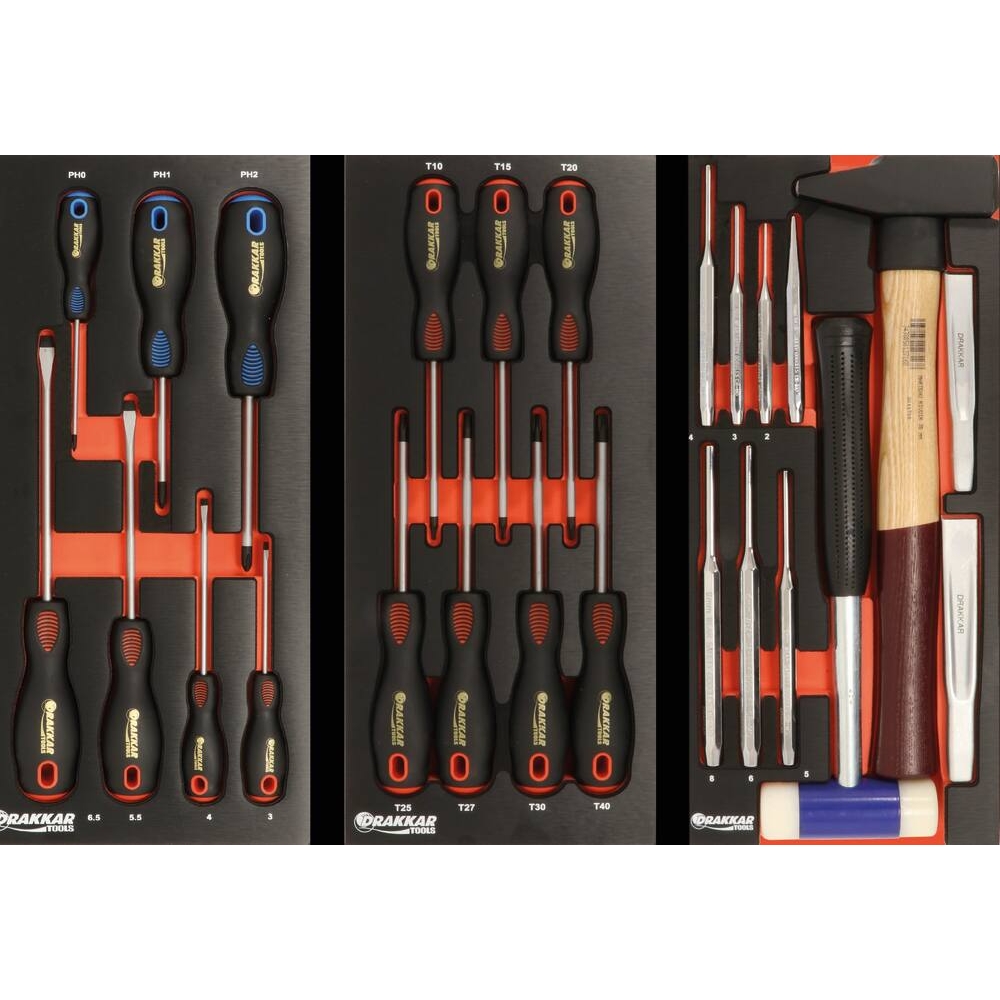 Module mousse 395x178mm métal tournevis Torx - 7 pcs DRAKKAR TOOLS - 09727