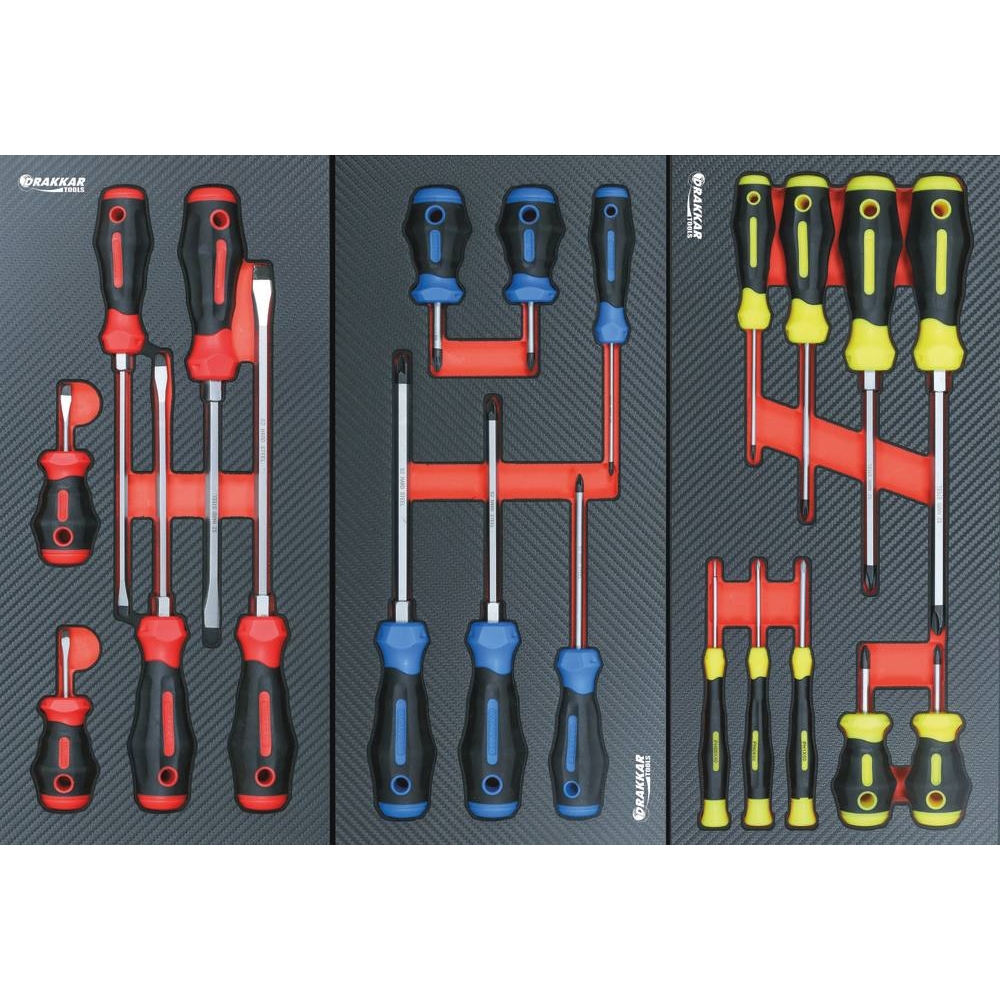 Module mousse 402x189mm carbone tournevis plat - 6 pcs DRAKKAR TOOLS - 84255