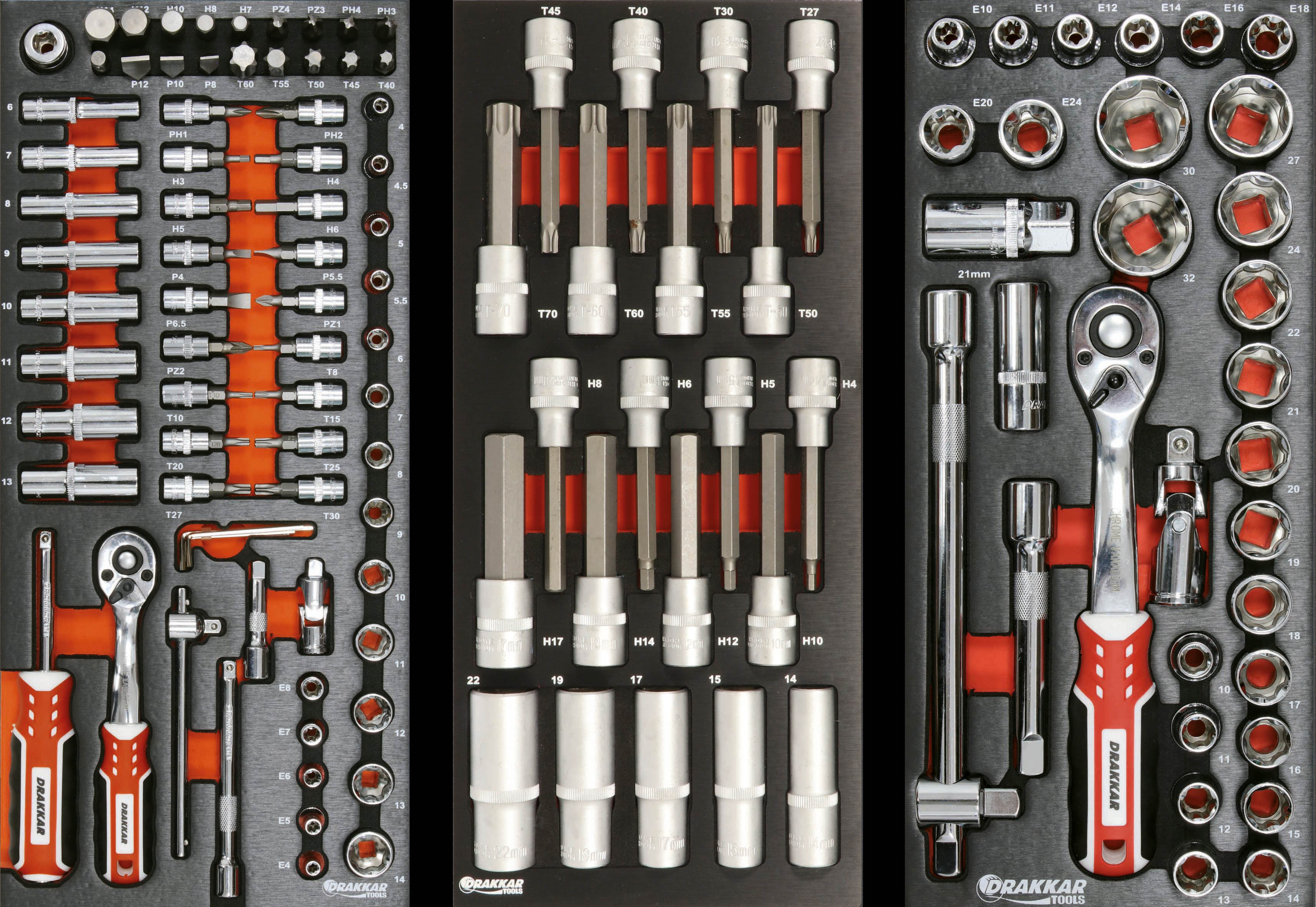 Servante d'atelier 7 tiroirs composée de 190 outils - modules métal DRAKKAR TOOLS - 83892