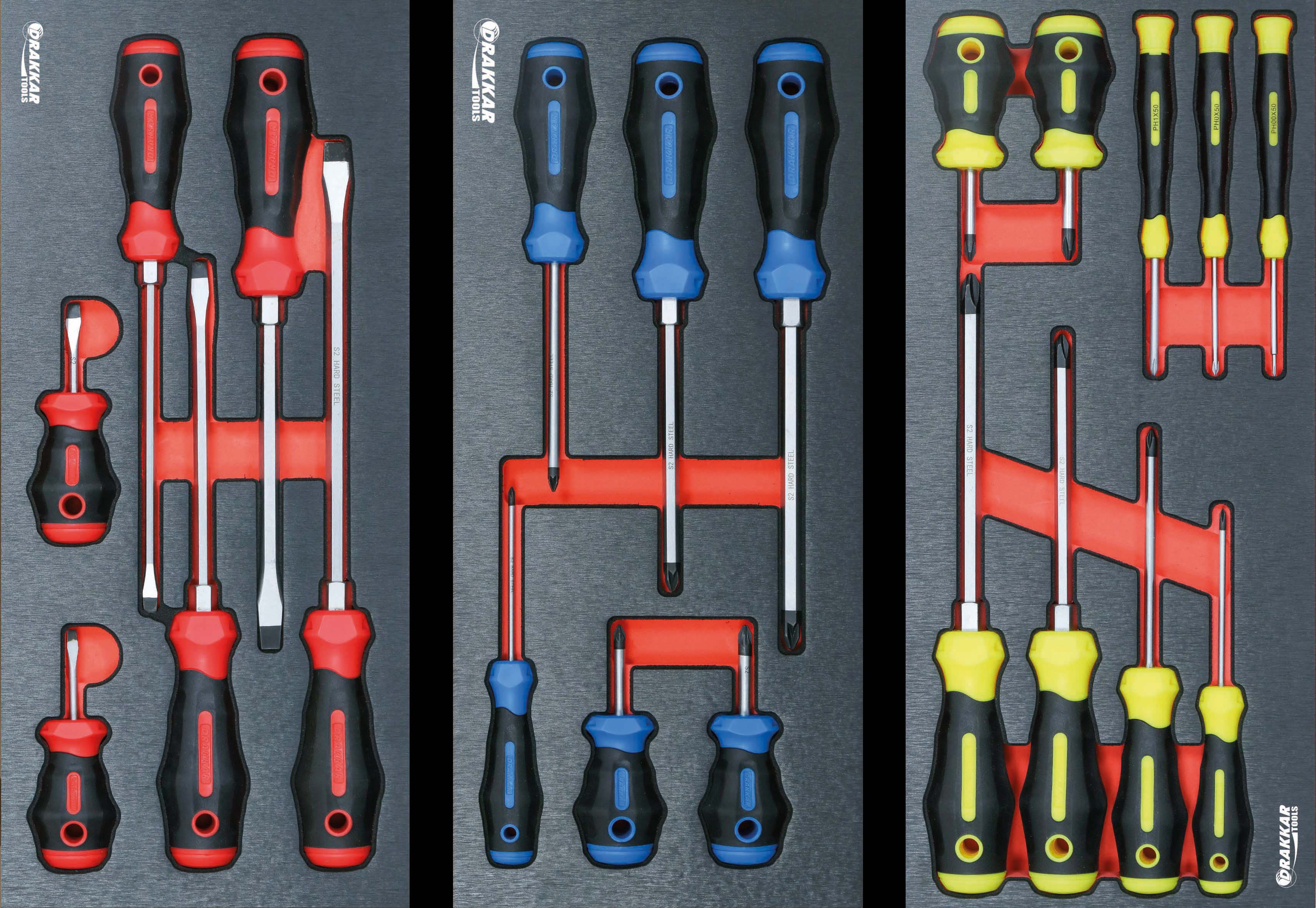 Servante d'atelier 7 tiroirs composée de 190 outils - modules métal DRAKKAR TOOLS - 83892