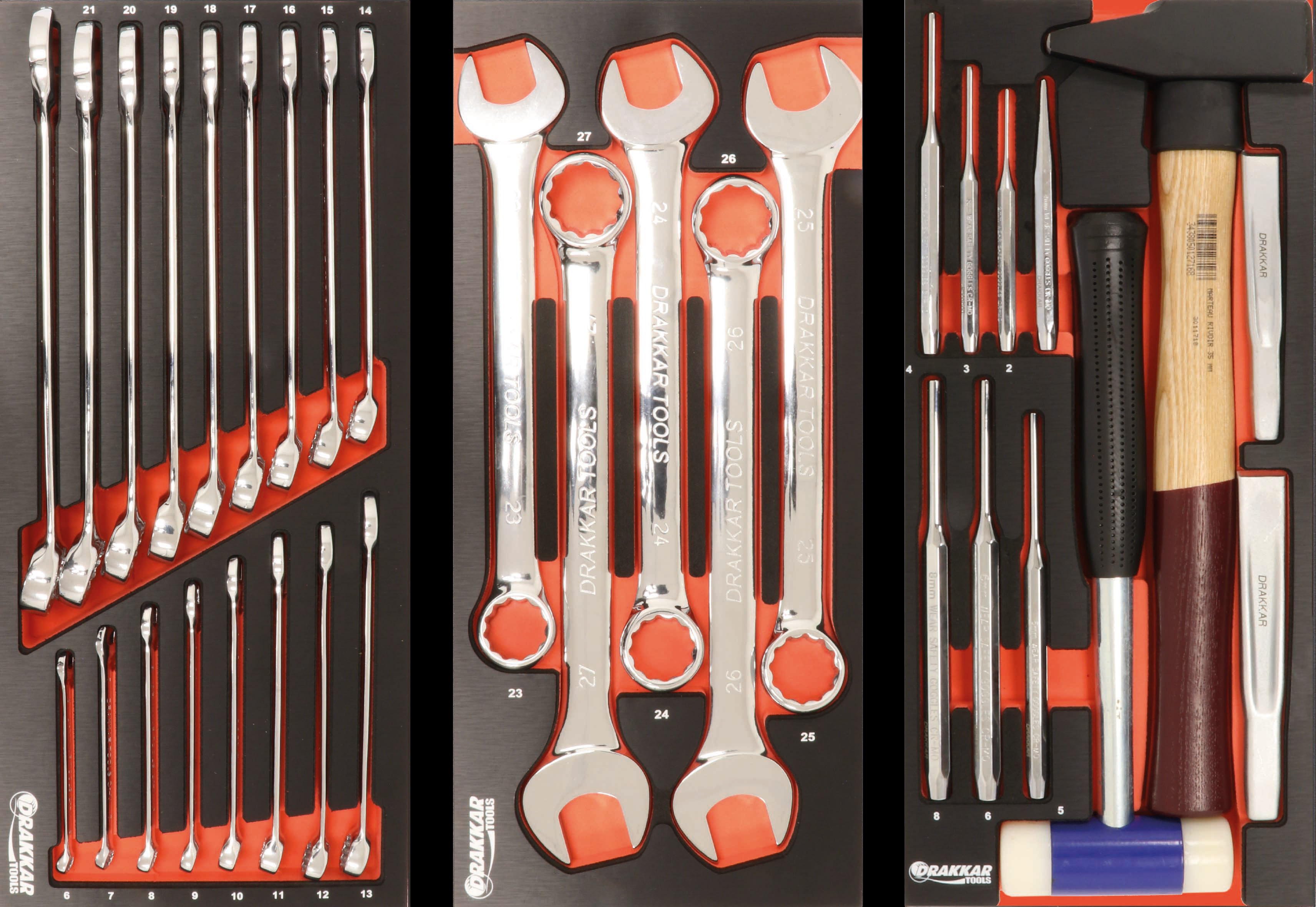 Servante d'atelier 7 tiroirs composée de 190 outils - modules métal DRAKKAR TOOLS - 83892