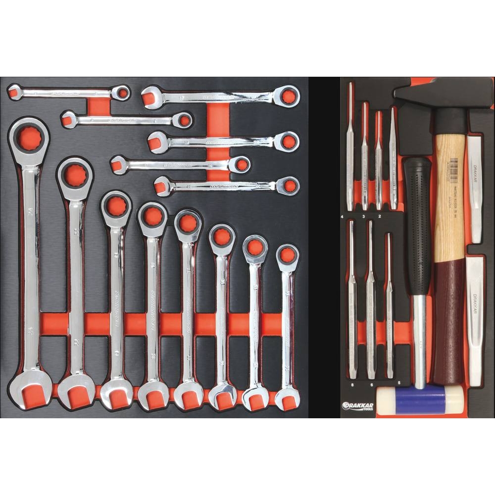 Servante d'atelier 7 tiroirs composée de 189 outils - modules métal DRAKKAR TOOLS - 83893