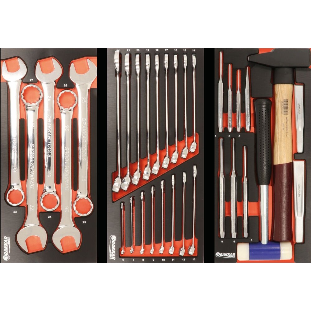 Servante d'atelier 7 tiroirs composée de 176 outils - modules métal DRAKKAR TOOLS - 83894