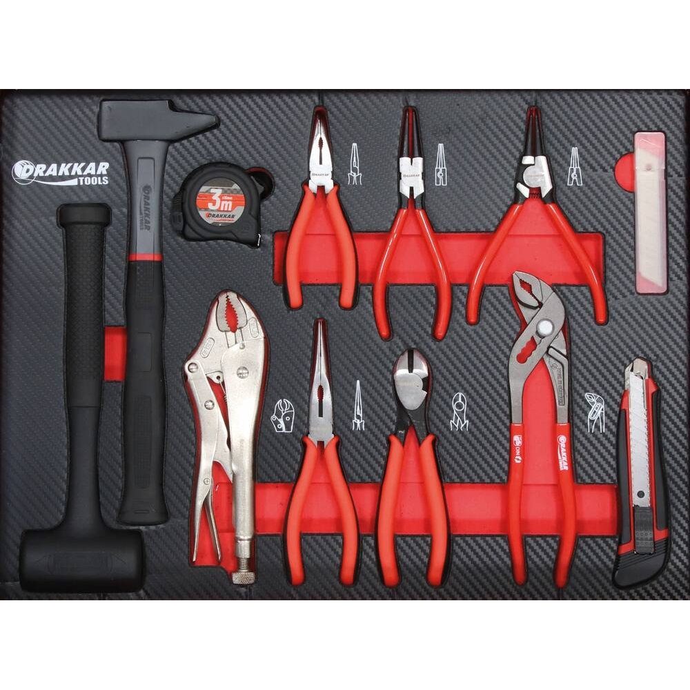 Module mousse 530x395 carbone pinces et marteaux - 12 pcs DRAKKAR TOOLS - 84282