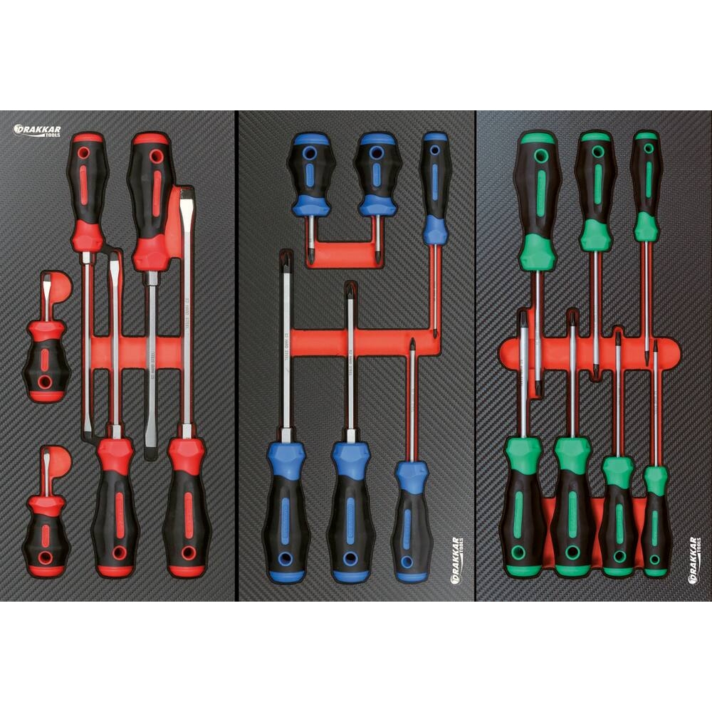 Servante d'atelier 7 tiroirs composée de 176 outils - modules mousses DRAKKAR TOOLS - 83903