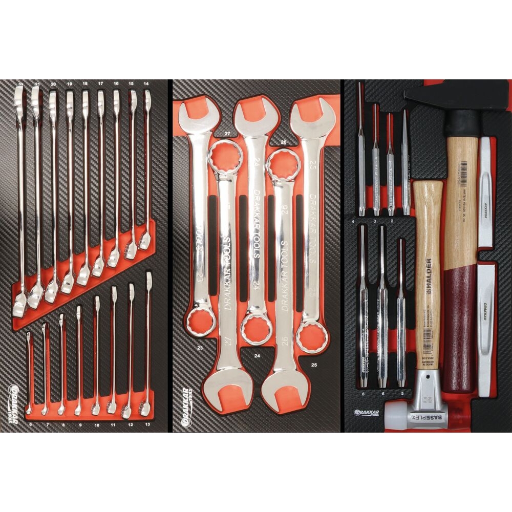 Servante d'atelier 7 tiroirs composée de 176 outils - modules mousses DRAKKAR TOOLS - 83903