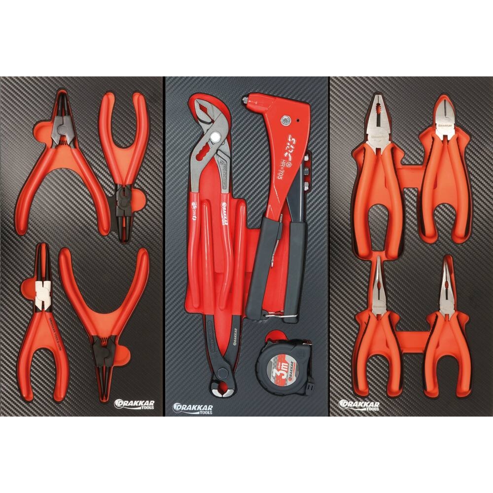 Servante d'atelier 7 tiroirs composée de 176 outils - modules mousses DRAKKAR TOOLS - 83903