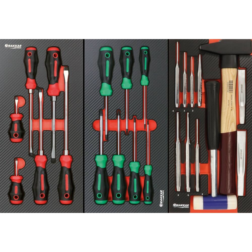 Module mousse 402x189mm carbone tournevis plat - 6 pcs DRAKKAR TOOLS - 84255
