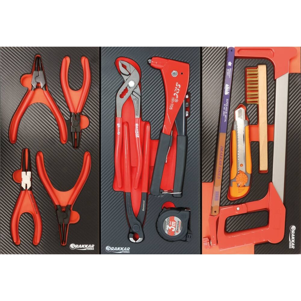 Module mousse 402x189mm carbone scie/lames/cutter/brosse - 13 pcs DRAKKAR TOOLS - 09879