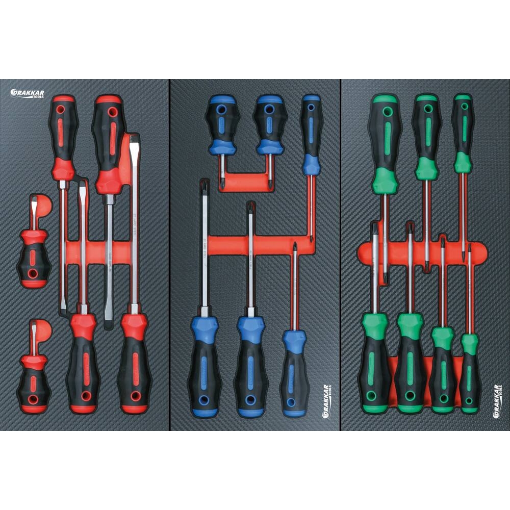 Servante d'atelier 7 tiroirs composée de 162 outils - modules carbone DRAKKAR TOOLS - 83909