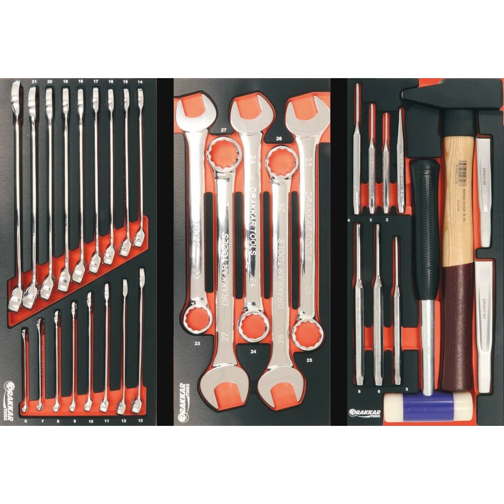 Module mousse 395x178mm métal clés mixtes 6 à 22mm - 17 pcs DRAKKAR TOOLS - 09706