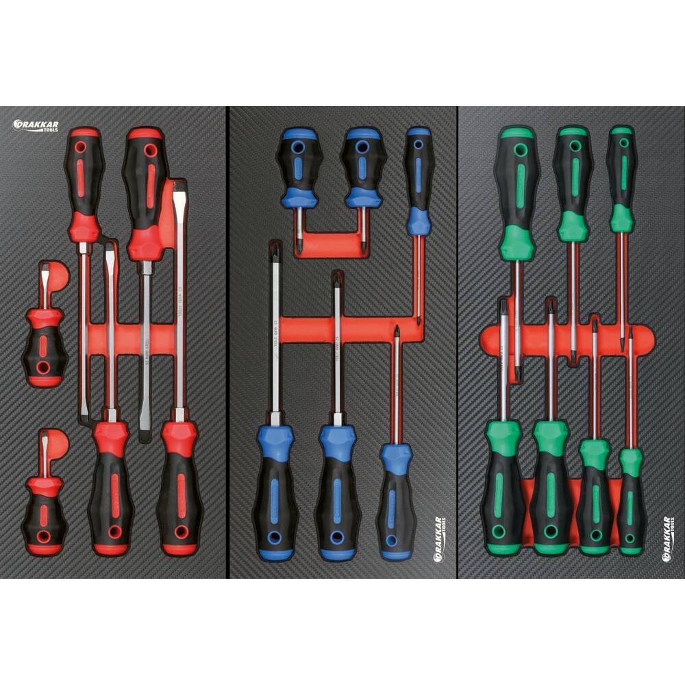 Module mousse 402x189mm carbone tournevis plat - 6 pcs DRAKKAR TOOLS - 84255