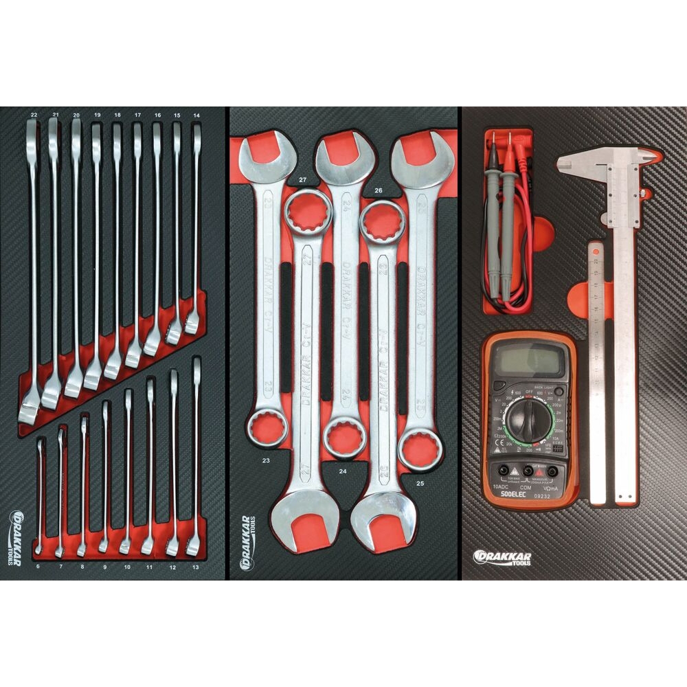 Module mousse 402x189mm carbone multimètre/pied à coulisse - 2 pcs DRAKKAR TOOLS - 09884
