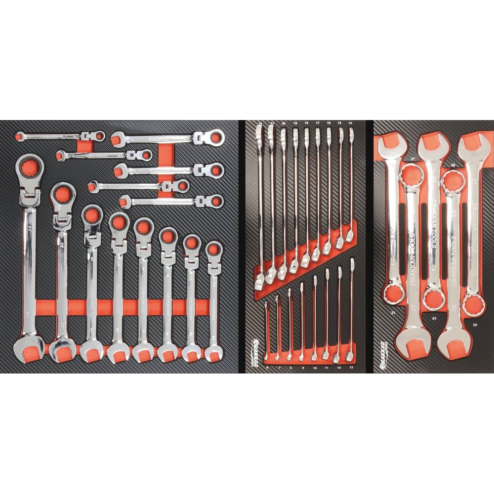 Module mousse 402x189mm carbone clés mixtes 6 à 22mm - 17 pcs DRAKKAR TOOLS - 09872