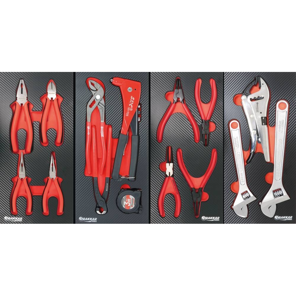 Servante d'atelier XXL 7 tiroirs composée de 254 outils - modules carbone DRAKKAR TOOLS - 83920
