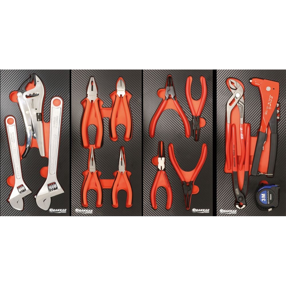 Servante d'atelier XXL 7 tiroirs composée de 254 outils - modules carbone DRAKKAR TOOLS - 83920