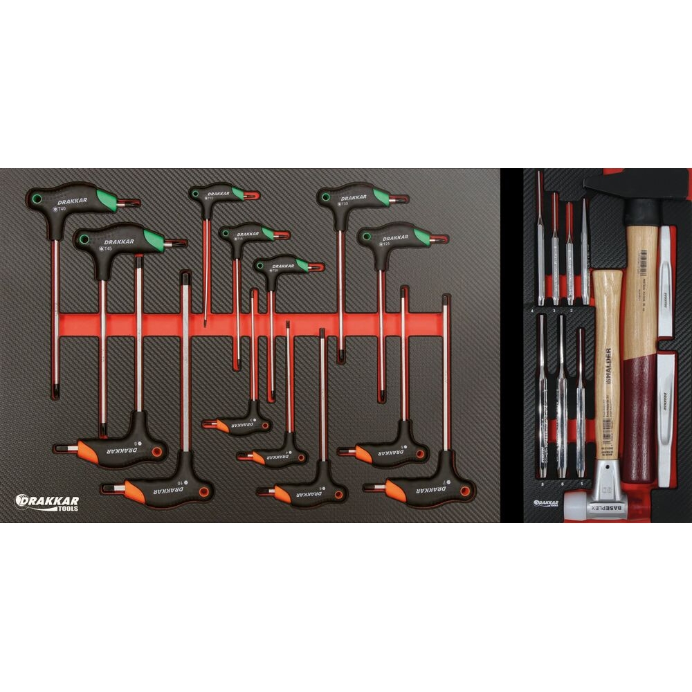 Servante d'atelier XXL 7 tiroirs composée de 254 outils - modules carbone DRAKKAR TOOLS - 83920