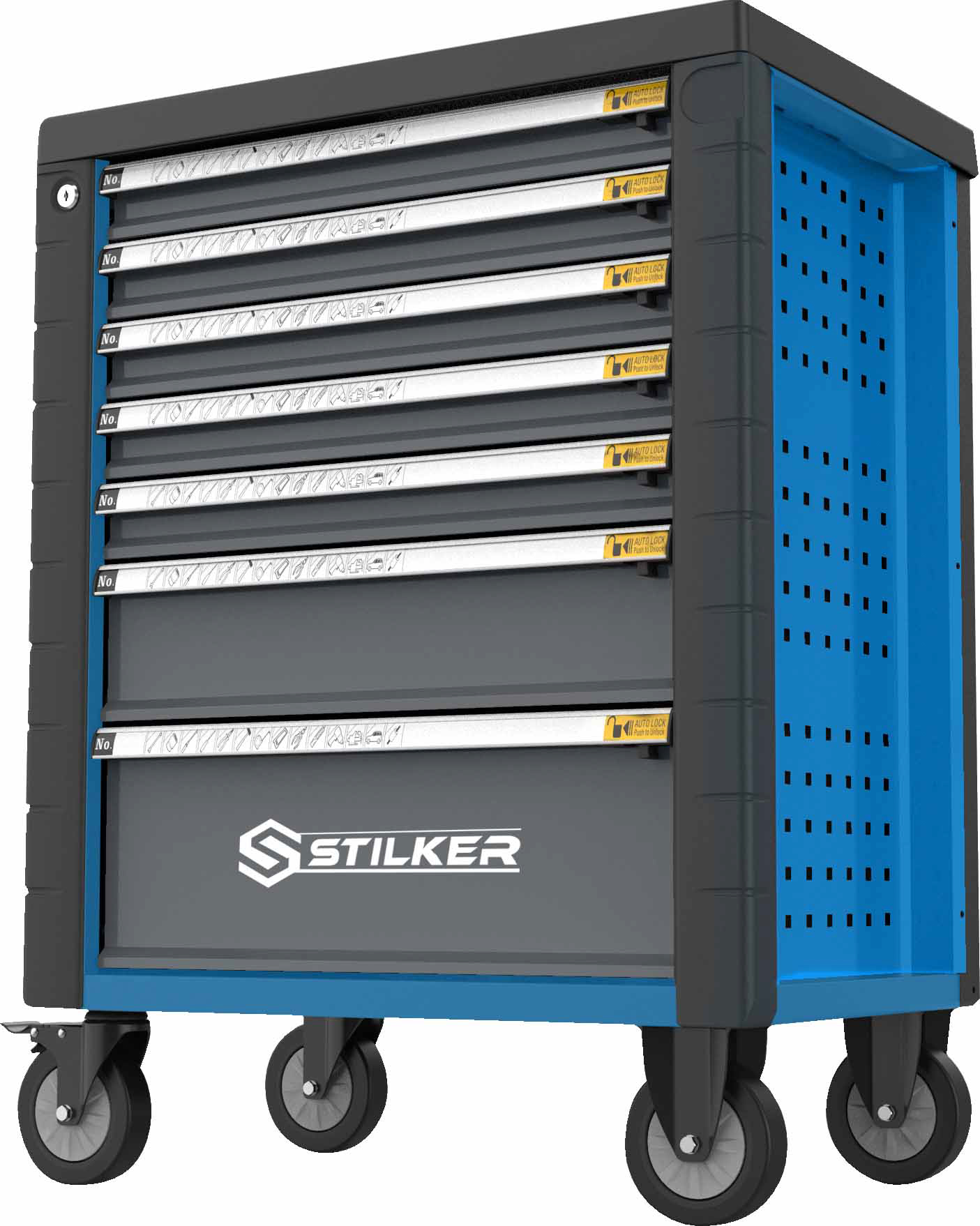 Servante d'atelier 7 tiroirs composée de 147 outils - modules mousses STILKER - 83932