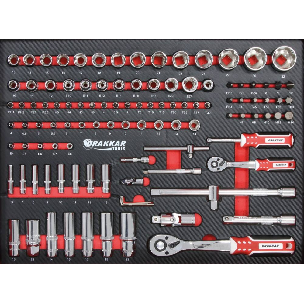 SERVANTE 8 TIROIRS DRAKKAR EQUIPEMENT 09203 + 4 TIROIRS MODULES CARBONE - DRAKKAR TOOLS - 83960