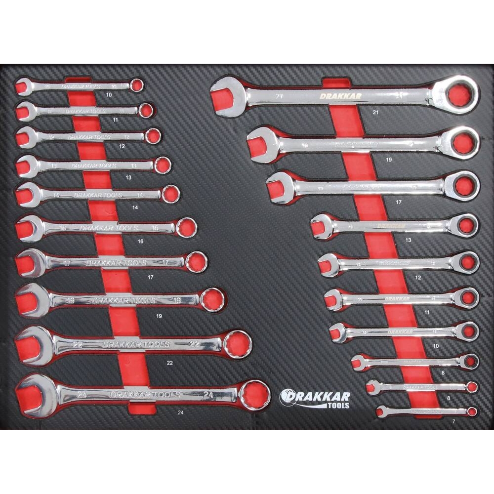 Module mousse 530x395 carbone clés mixtes - 20 pcs DRAKKAR TOOLS - 84283