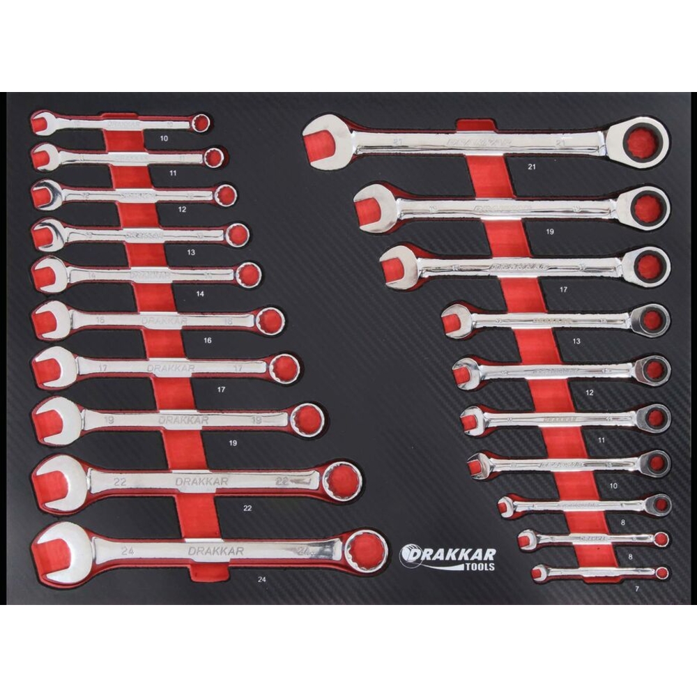 Module mousse 530x395 carbone clés mixtes - 20 pcs DRAKKAR TOOLS - 84283