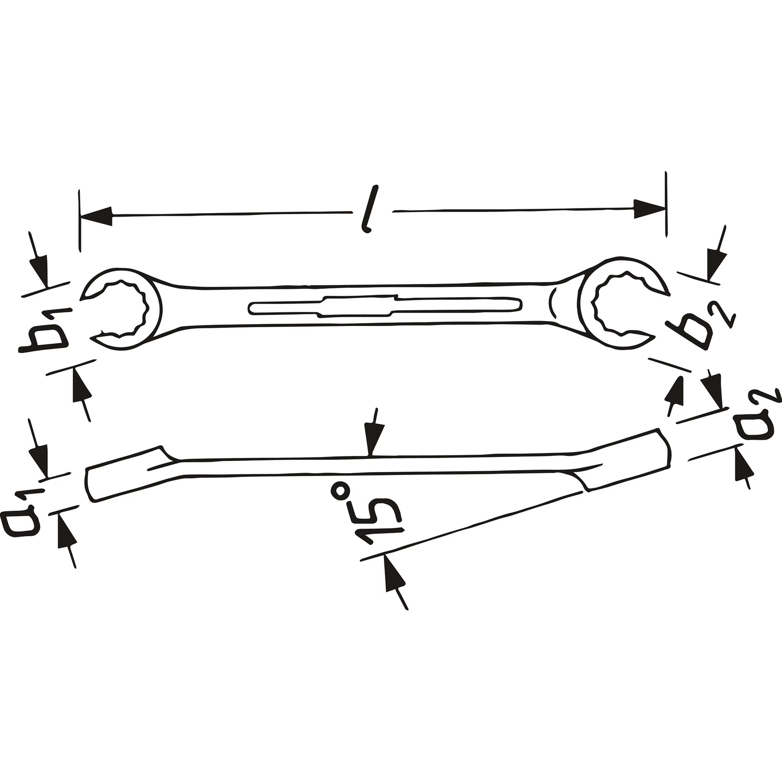 Clé polygonale double 13 x 15 mm profil extérieur 12 pans chromée HAZET - 612-13x15