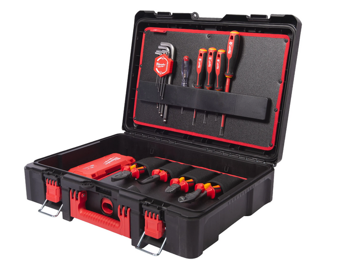 SET PACKOUT ELECTRICIEN 62 PIECES MILWAUKEE + TROLLEY