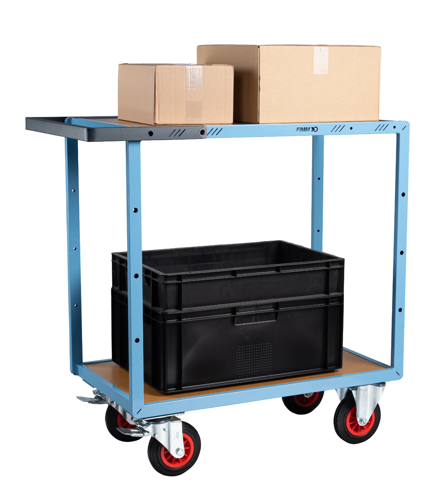 Servante mécano-soudée 2 plateaux médium 850x500 mm roues CC 400 kg - FIMM - 880701231