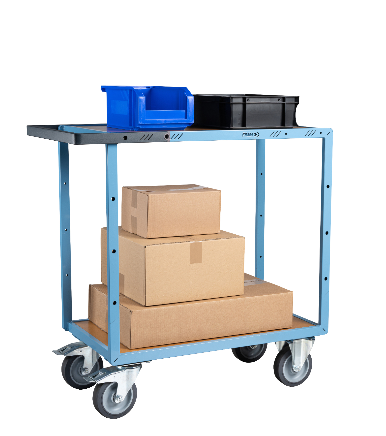 Servante mécano-soudée 2 plateaux médium, 850x500 mm roues TPE 400 kg - FIMM - 880701241