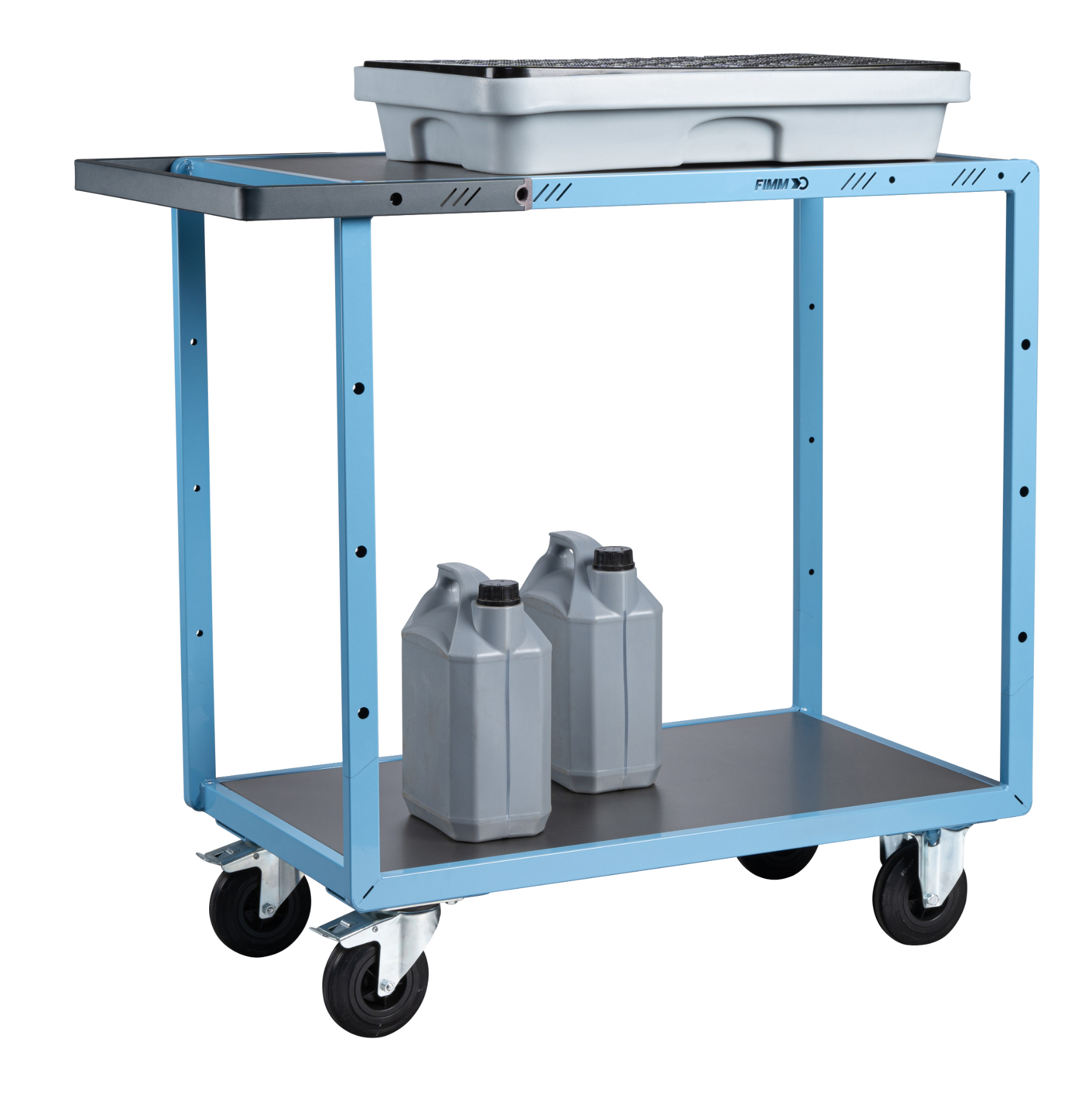 Servante mécano-soudée 2 plateaux tôle galva 850x500 mm roues CC 250 kg - FIMM - 880701311