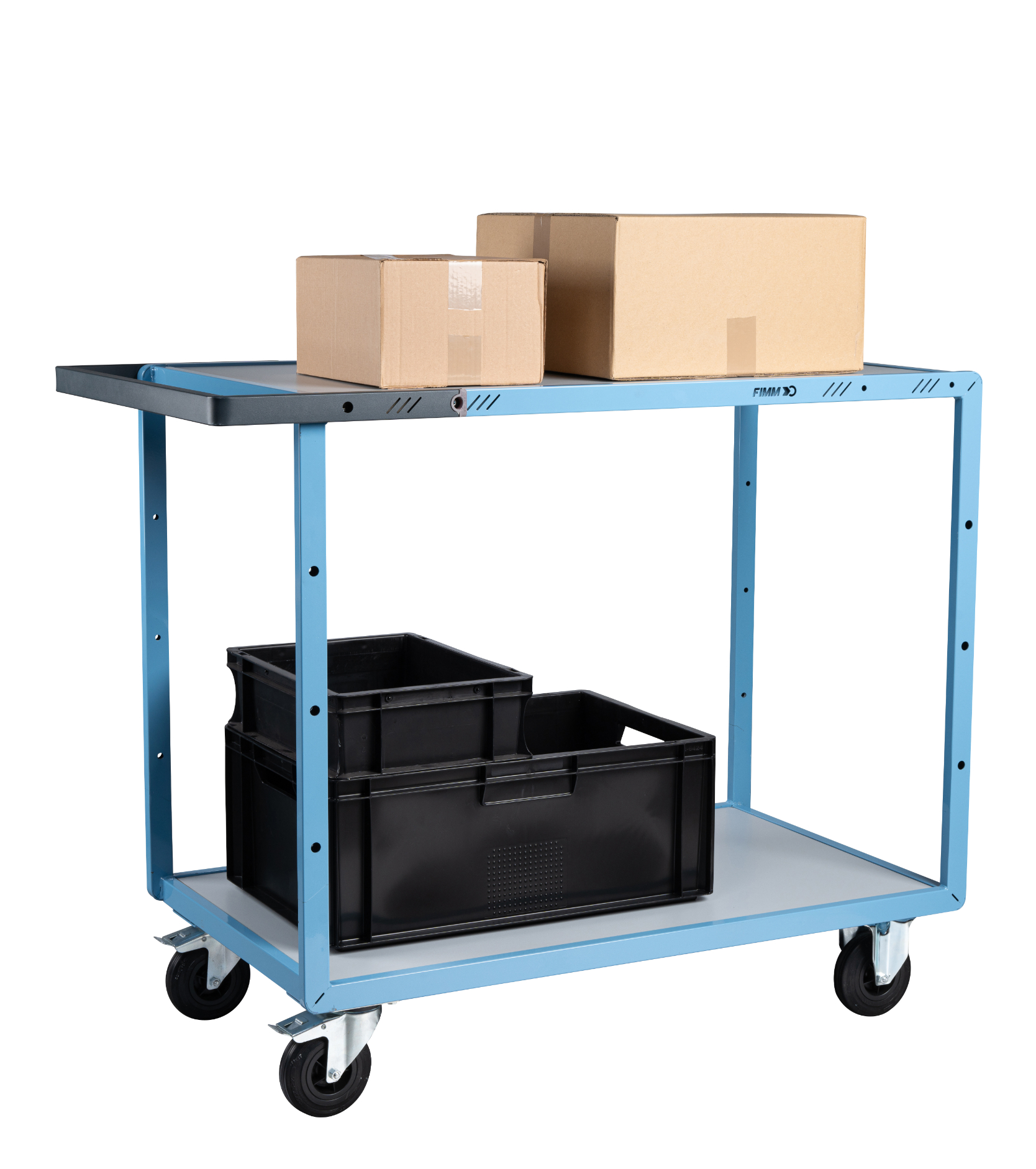 Servante mécano-soudée 2 plateaux mélaminé roues CC 250 kg - FIMM - 880702111