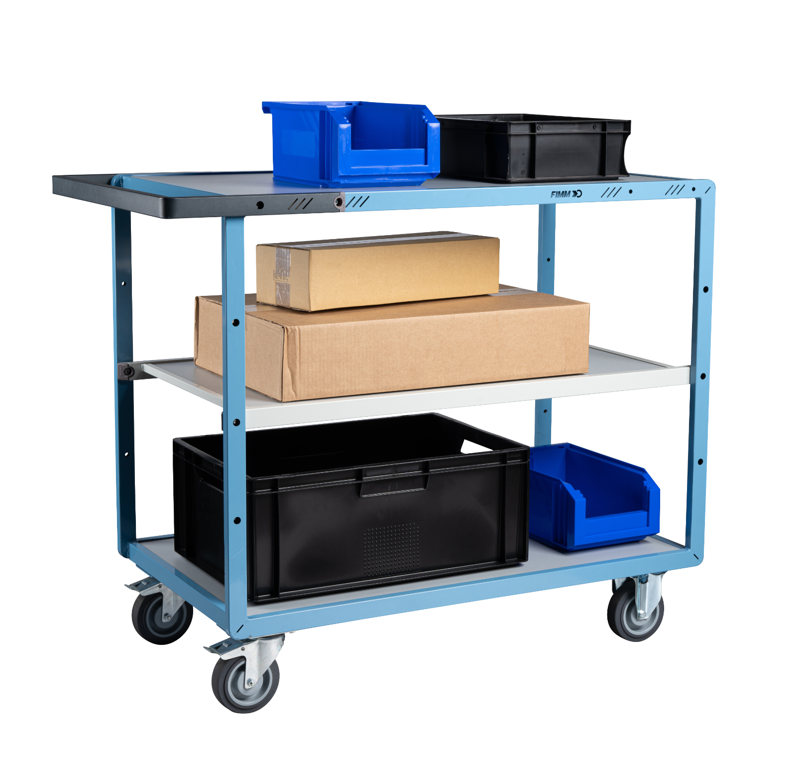 Servante mécano-soudée 3 plateaux mélaminé roues TPE 250 kg - FIMM - 880702122