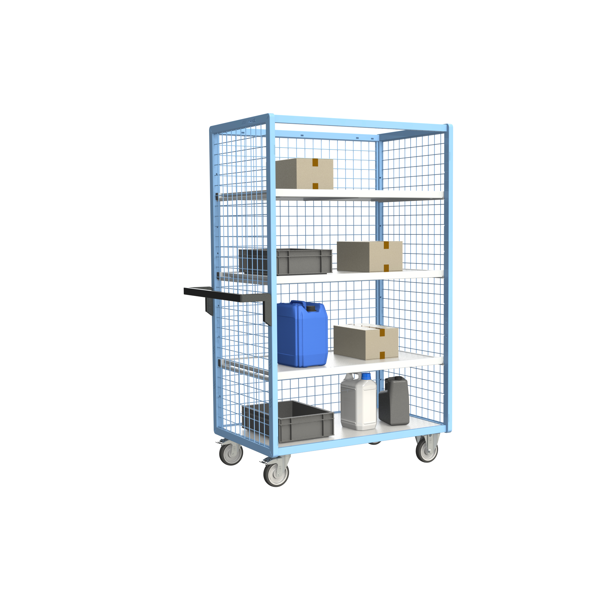 Servante grillagée 3 côtés avec 3 étagères 1000x600 mm 250 kg - FIMM - 880725125